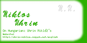 miklos uhrin business card